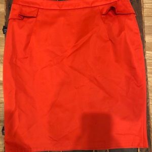 H&M red flare Skirt with Gold accent zipper